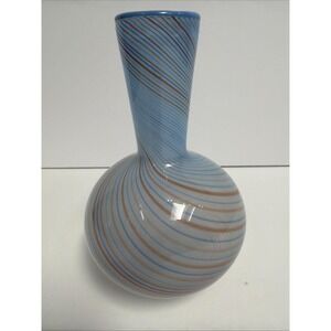 Dansk‎ International Vintage 1970s Mezza Filigrana Swirl Opaline Art Glass Vase